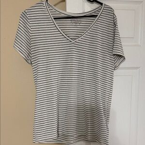 Mudd Black and White Striped V-Neck Tee